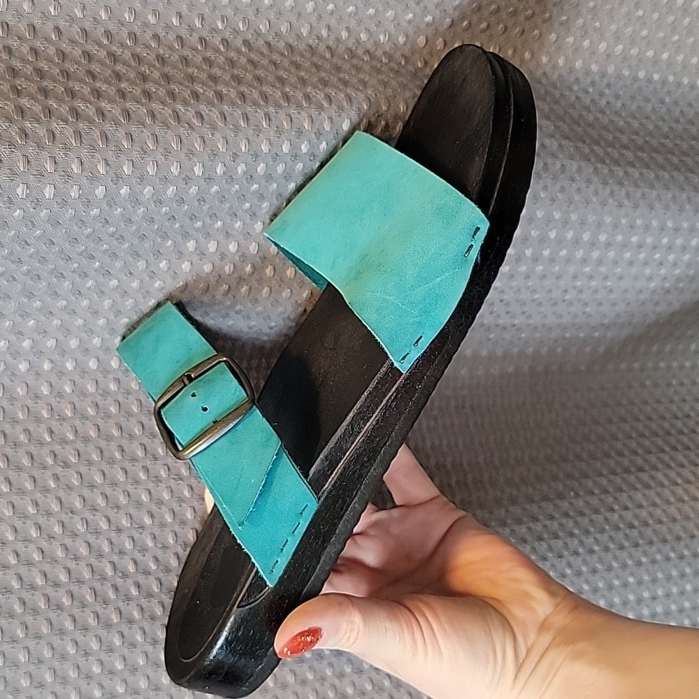 Wooden Black Base Sandal Clogs Size 9
